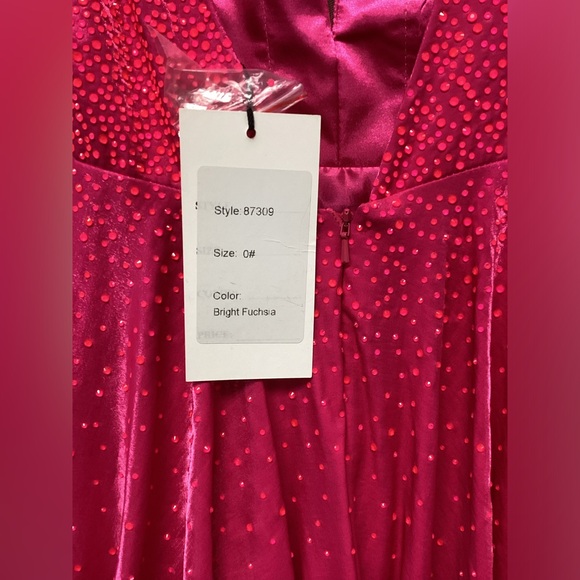 Amarra 87309 Size 0 and size 8 Bright Fuchsia A Line V Neck Dress NWT - Picture 7 of 8